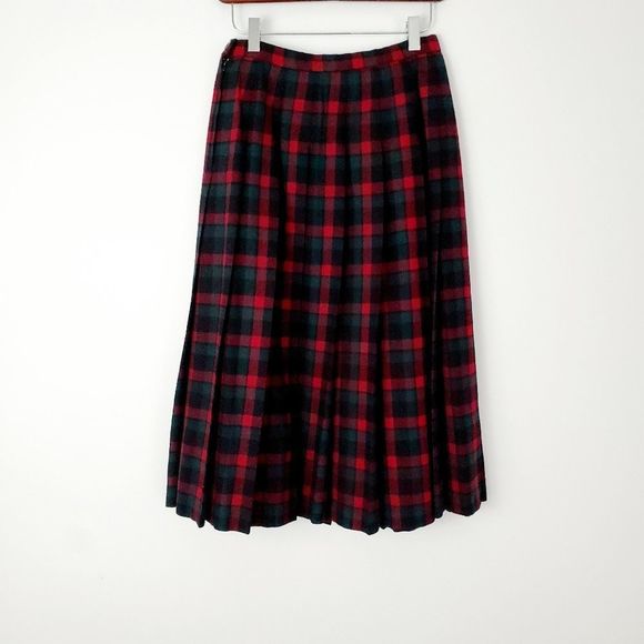 Vintage 1990's Pendelton plaid pleated skirt, red - Picture 5 of 8